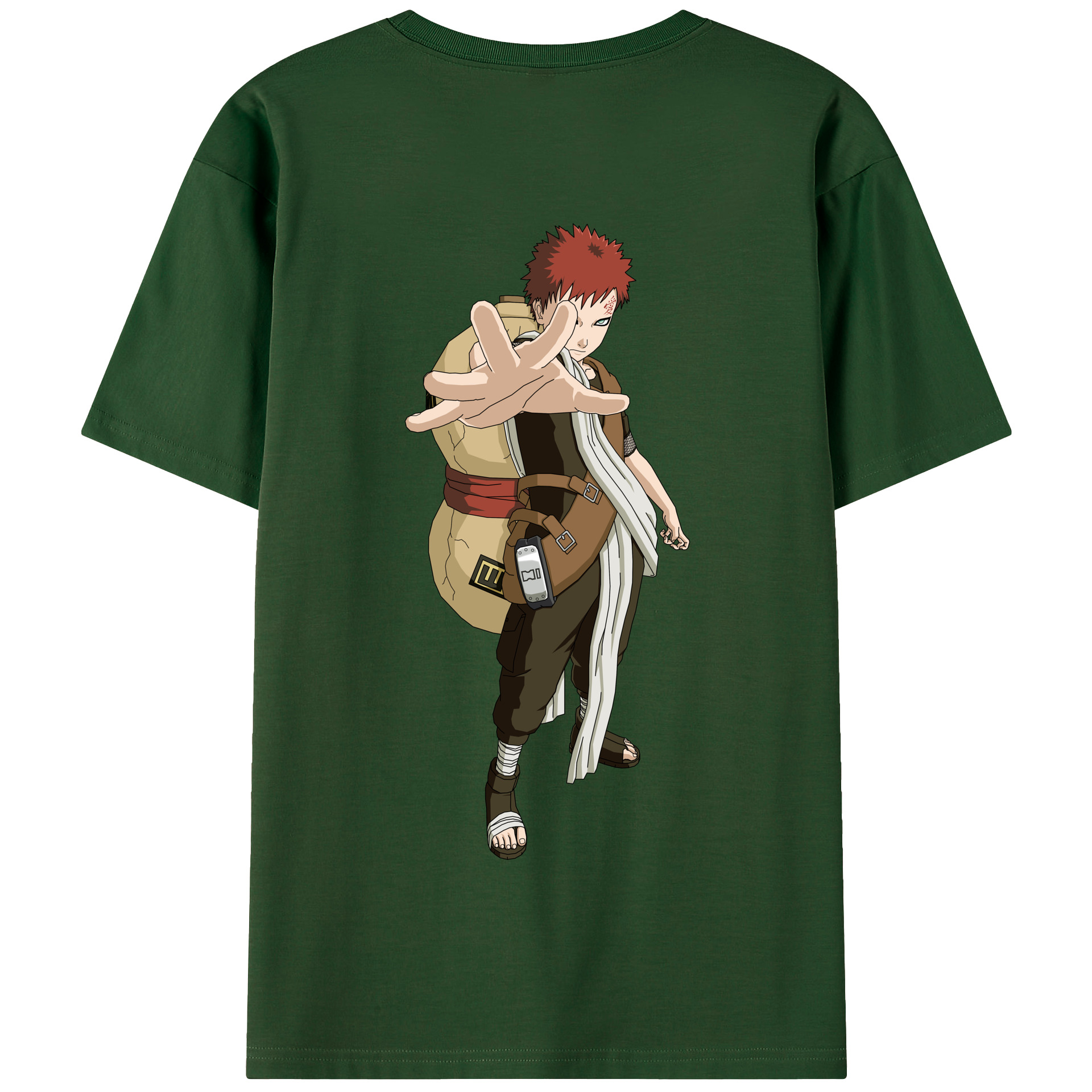 （画像用） NARUTO -ナルト- ガアラ Gaara 綿100％半袖Tシャツ（背面プリント）